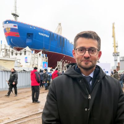 Спуск на воду атомного ледокола «Чукотка